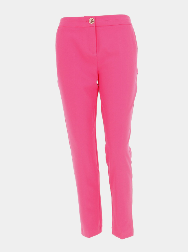 Pantalon droit cris rose fluo femme - Morgan