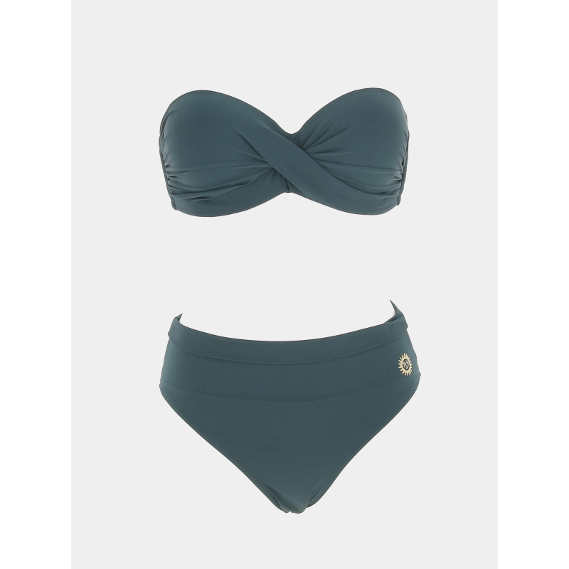 Maillot de bain 2 pièces uni vert femme - Grain De Sable