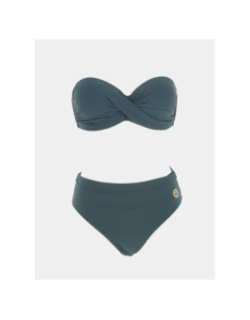 Maillot de bain 2 pièces uni vert femme - Grain De Sable