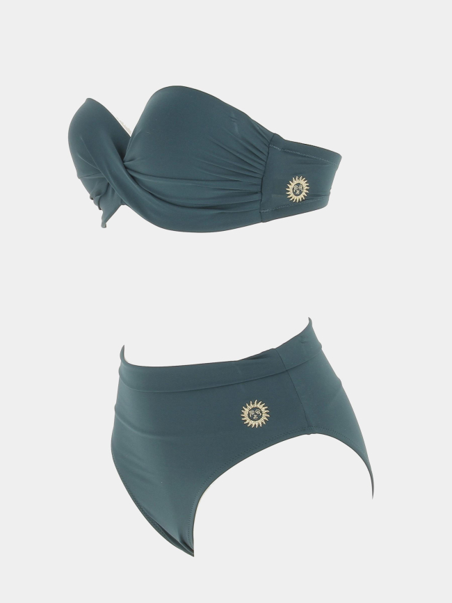 Maillot de bain 2 pièces uni vert femme - Grain De Sable