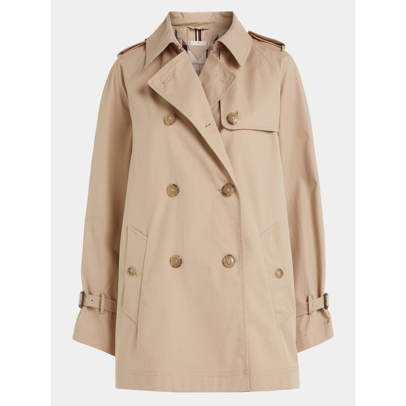 Manteau trench peached short beige femme - Tommy Hilfiger