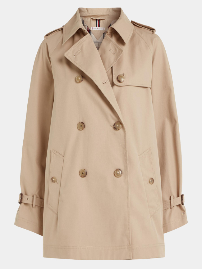 Manteau trench peached short beige femme - Tommy Hilfiger