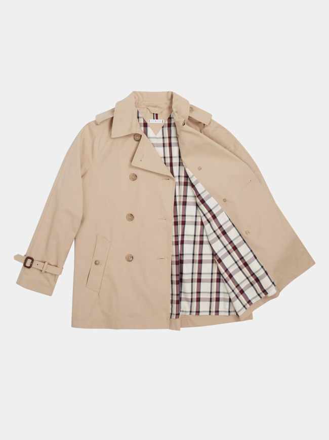 Manteau trench peached short beige femme - Tommy Hilfiger