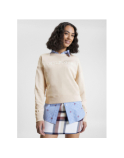 Sweat monotype embossé beige femme - Tommy Hilfiger