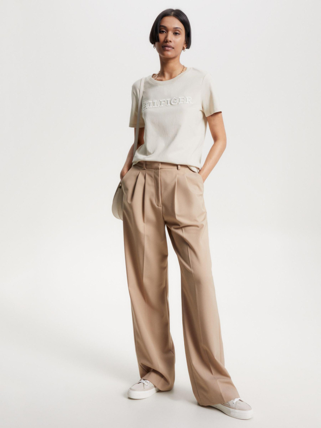 T-shirt monotype embossé beige femme - Tommy Hilfiger