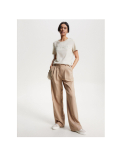 T-shirt monotype embossé beige femme - Tommy Hilfiger