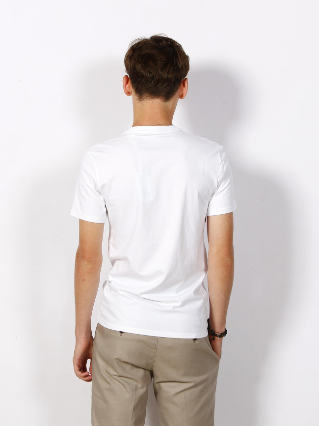 T-shirt éco col v core logo blanc homme - Guess