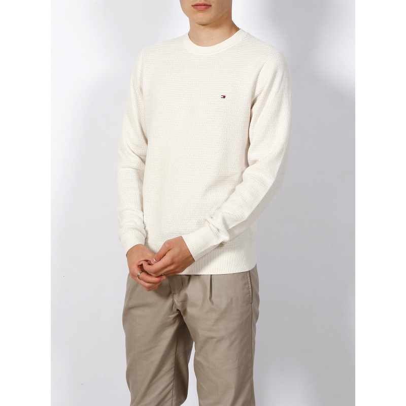 Pull interlaced structure blanc homme - Tommy Hilfiger