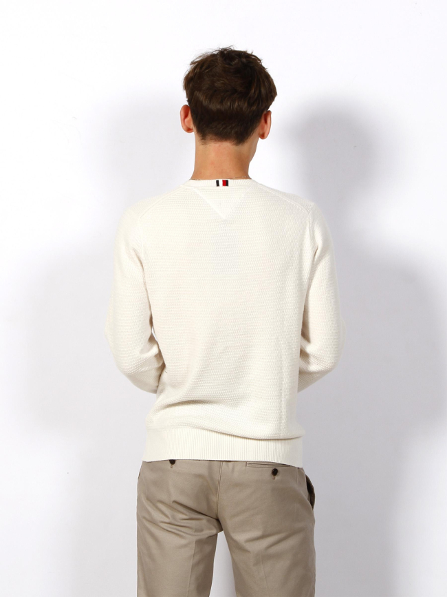 Pull interlaced structure blanc homme - Tommy Hilfiger