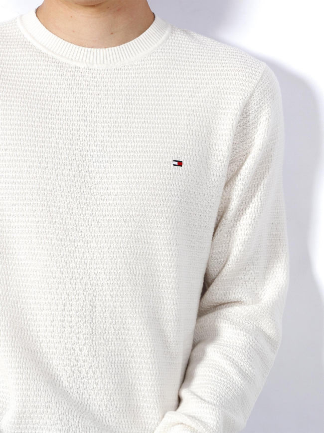 Pull interlaced structure blanc homme - Tommy Hilfiger