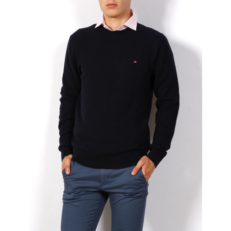 Pull interlaced structure bleu marine homme - Tommy Hilfiger