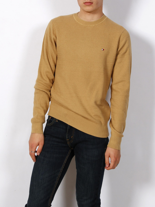 Pull interlaced structure marron clair homme - Tommy Hilfiger