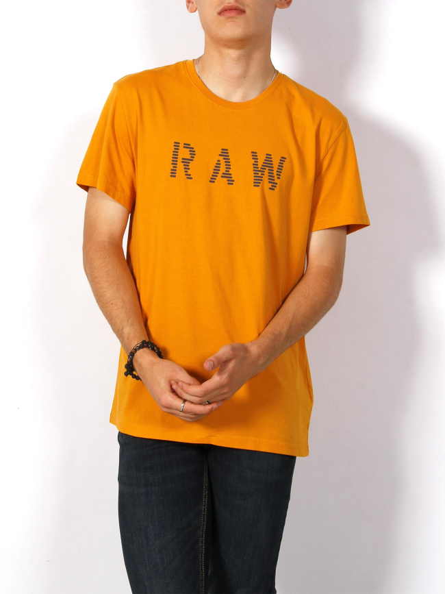 T-shirt logo RAW jaune moutarde homme- G star