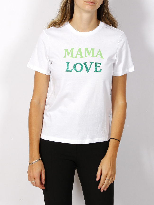 T-shirt mama love reg blanc femme - Only