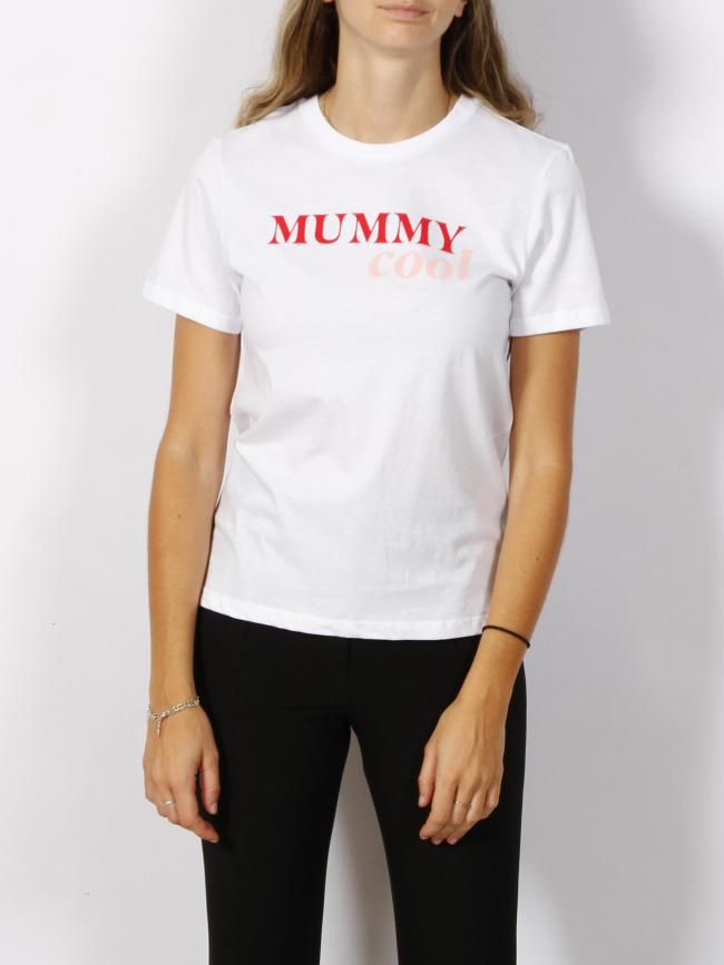 T-shirt mummy cool reg box blanc femme - Only