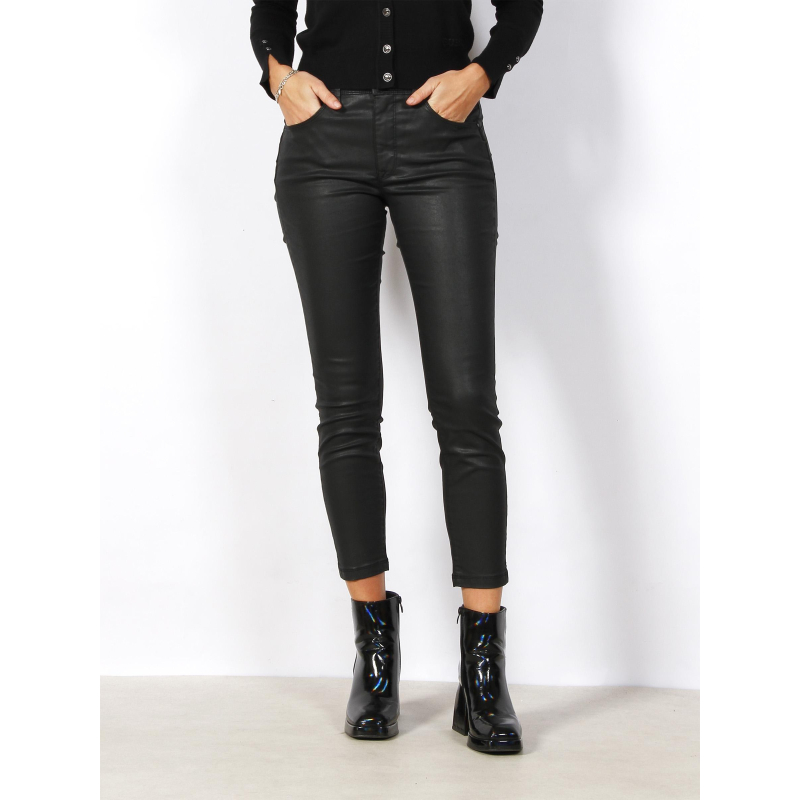 Pantalon enduit secret crop skinny noir femme - Salsa