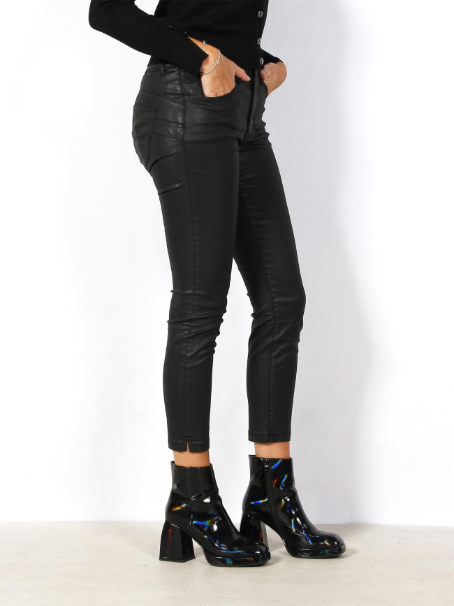 Pantalon enduit secret crop skinny noir femme - Salsa