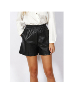 Short simili-cuir motif fleurs carola noir femme - Guess