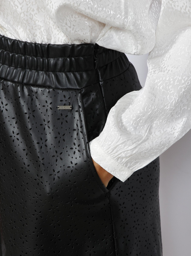 Short simili-cuir motif fleurs carola noir femme - Guess