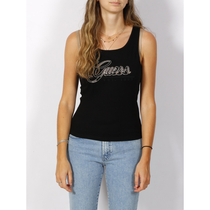 Débardeur script top noir femme - Guess