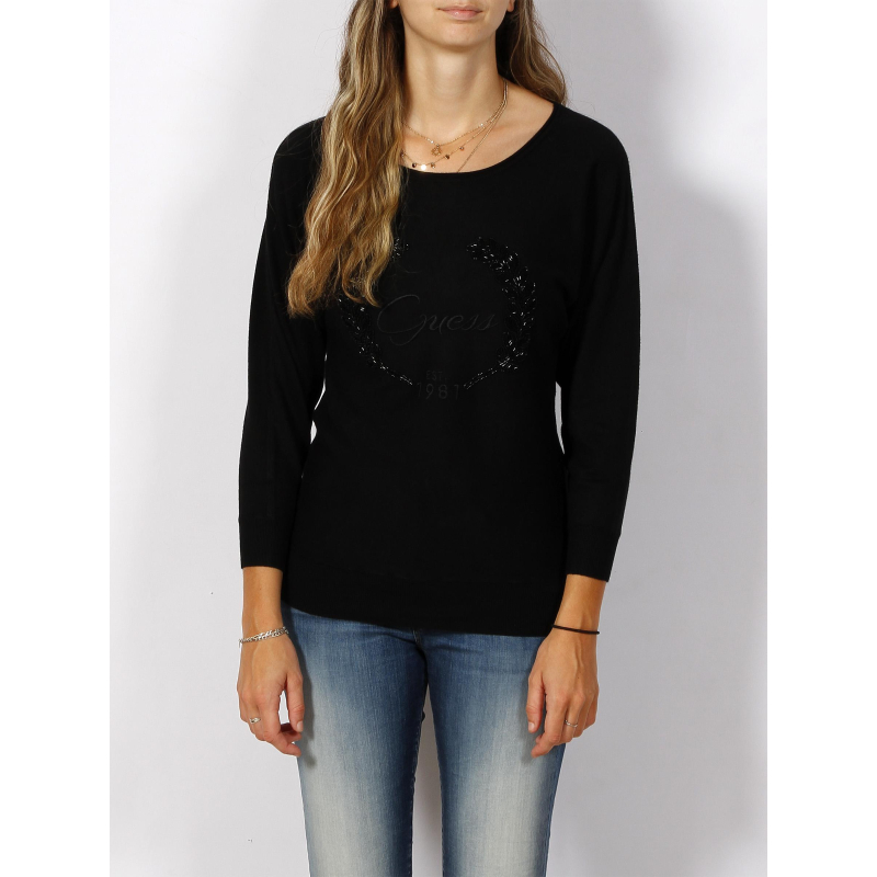 Pull manches longues marion batsleeve noir femme - Guess