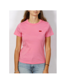 T-shirt classic uni petit logo rouge rose femme - Hugo