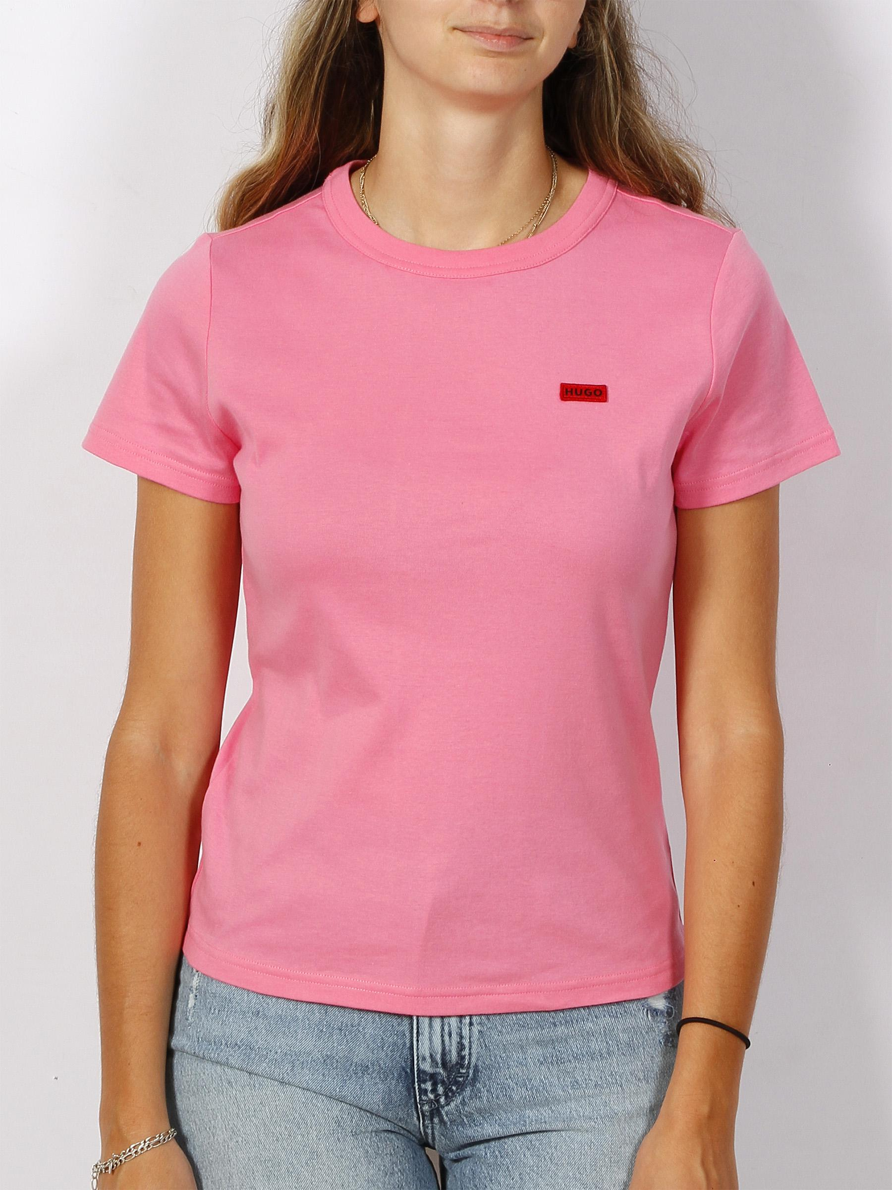 T-shirt classic uni petit logo rouge rose femme - Hugo