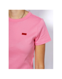 T-shirt classic uni petit logo rouge rose femme - Hugo