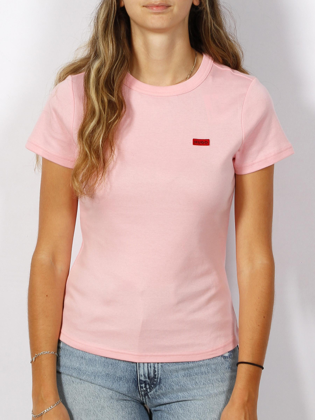 T-shirt classic logo rouge rose femme - Hugo