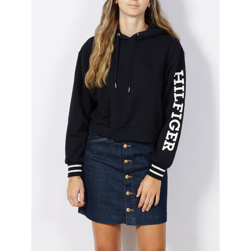 Sweat crop monotype bleu marine femme - Tommy Hilfiger