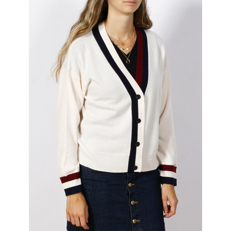 Gilet en laine cachemire crème femme - Tommy Hilfiger