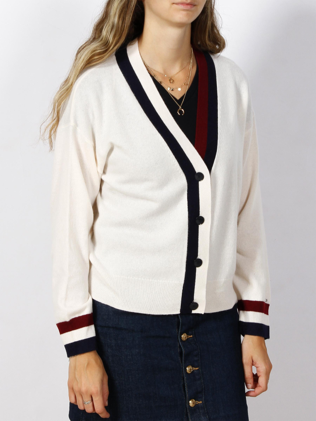 Gilet en laine cachemire crème femme - Tommy Hilfiger