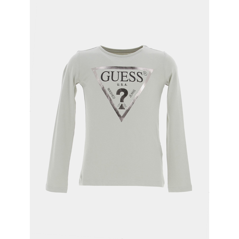 T-shirt manches longues vert argenté enfant - Guess