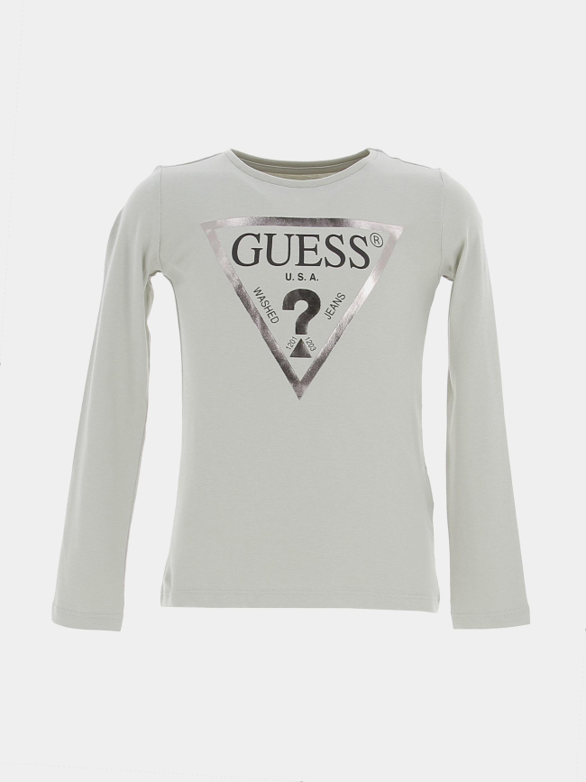 T-shirt manches longues vert argenté enfant - Guess