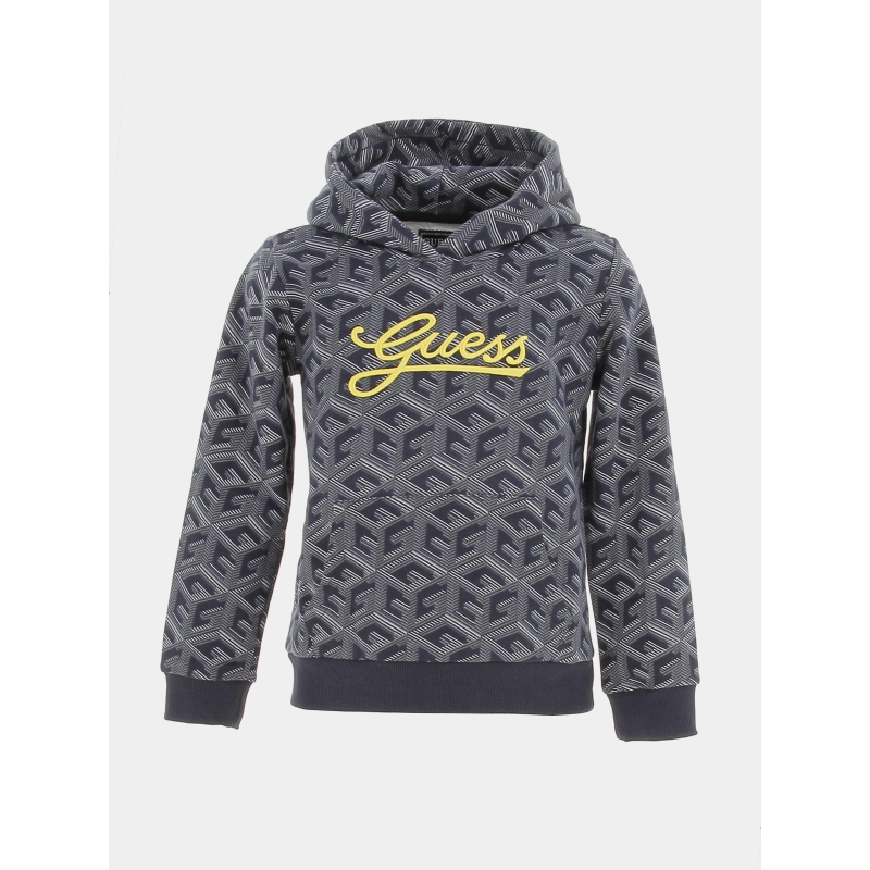 Sweat à capuche G cube bleu gris enfant - Guess