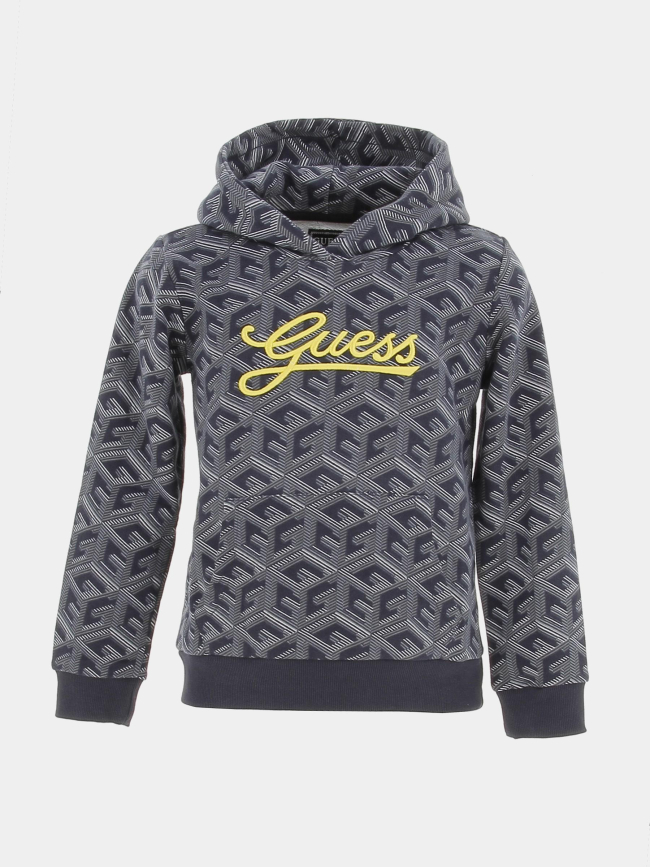 Sweat à capuche G cube bleu gris enfant - Guess