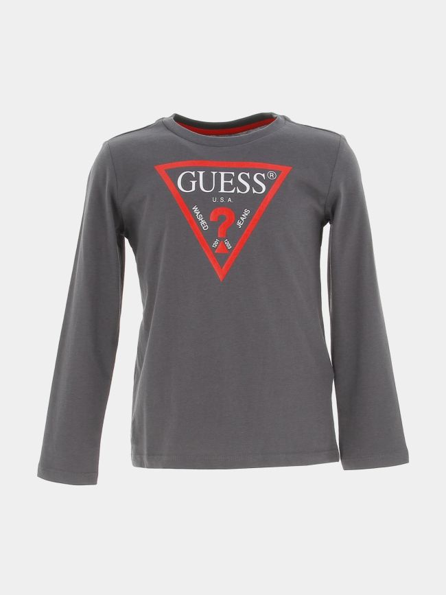 T-shirt longues manches ls core gris enfant - Guess