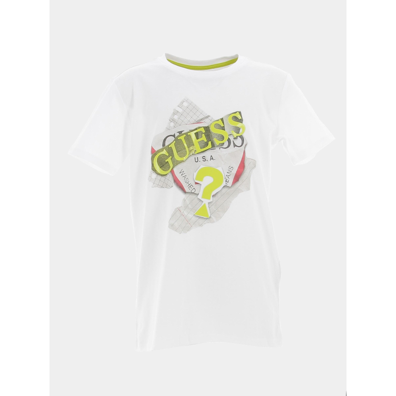 T-shirt logo papier blanc enfant - Guess