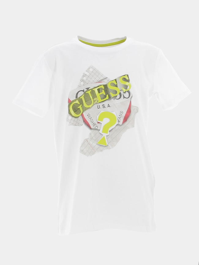 T-shirt logo papier blanc enfant - Guess