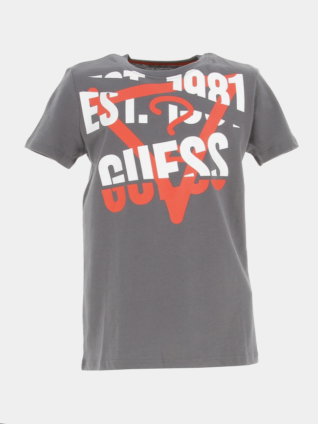 T-shirt ss à motif imprimé gris enfant - Guess