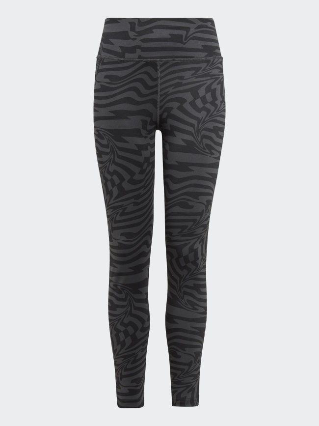 Legging taille haute à rayures gris noir fille - Adidas