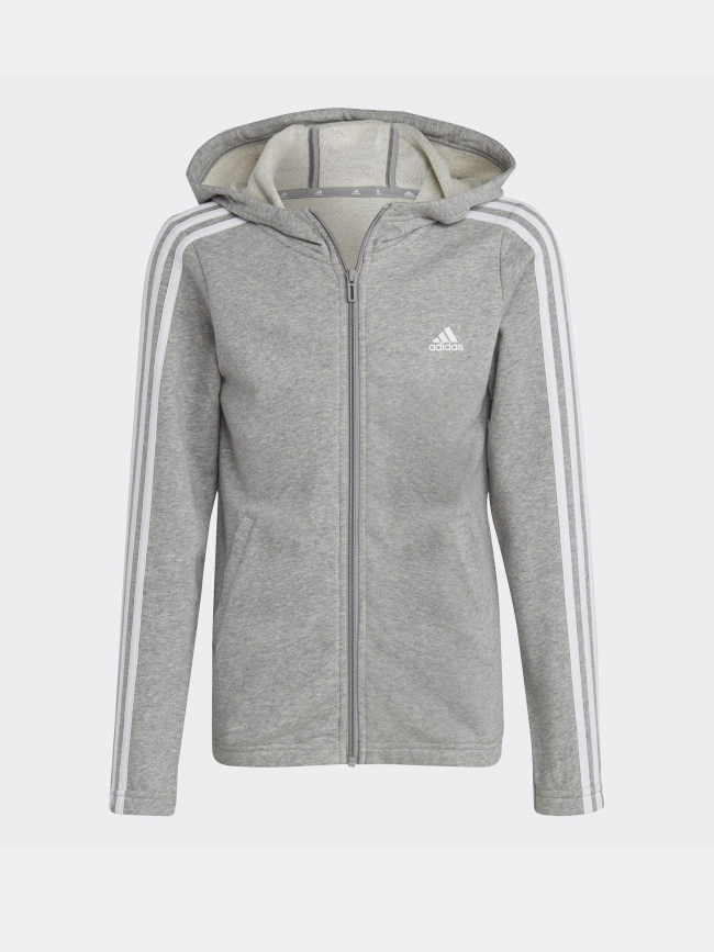 Sweat à capuche zippé gris clair enfant - Adidas