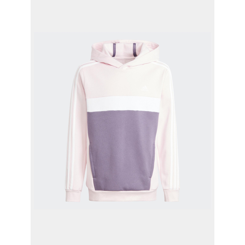 Sweat à capuche colorblock 3 stripes rose fille - Adidas