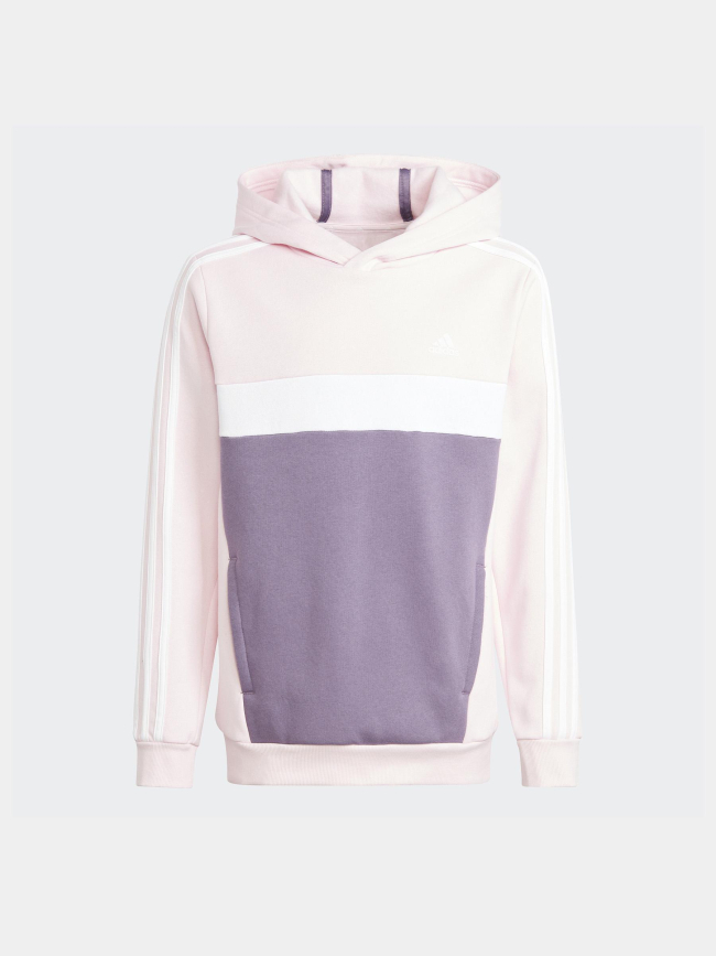 Sweat à capuche colorblock 3 stripes rose fille - Adidas