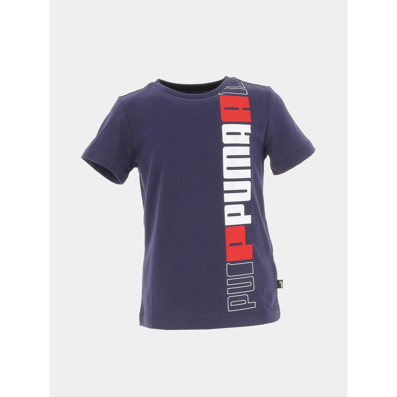 T-shirt essential logo vertical bleu marine garçon - Puma