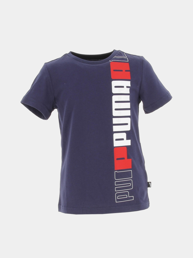 T-shirt essential logo vertical bleu marine garçon - Puma