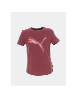 T-shirt essential graphic logo fleurs bordeaux fille - Puma