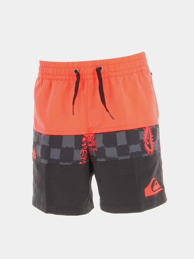 Short de bain bicolore rouge noir garçon - Quiksilver