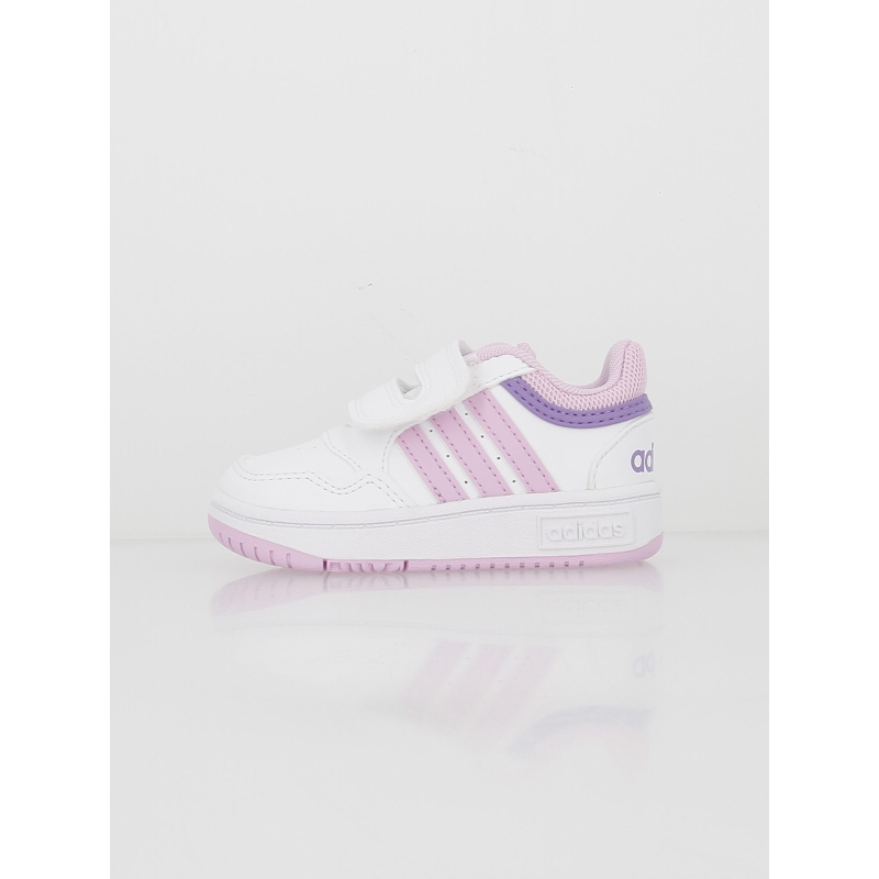 Baskets basses hoops 3.0 rose blanc enfant - Adidas