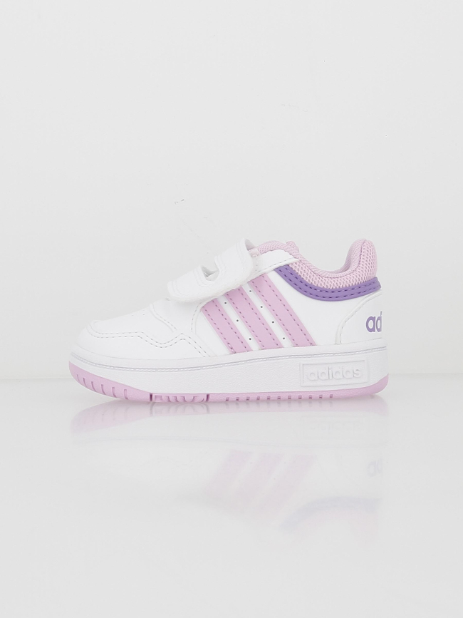 Baskets basses hoops 3.0 rose blanc enfant - Adidas